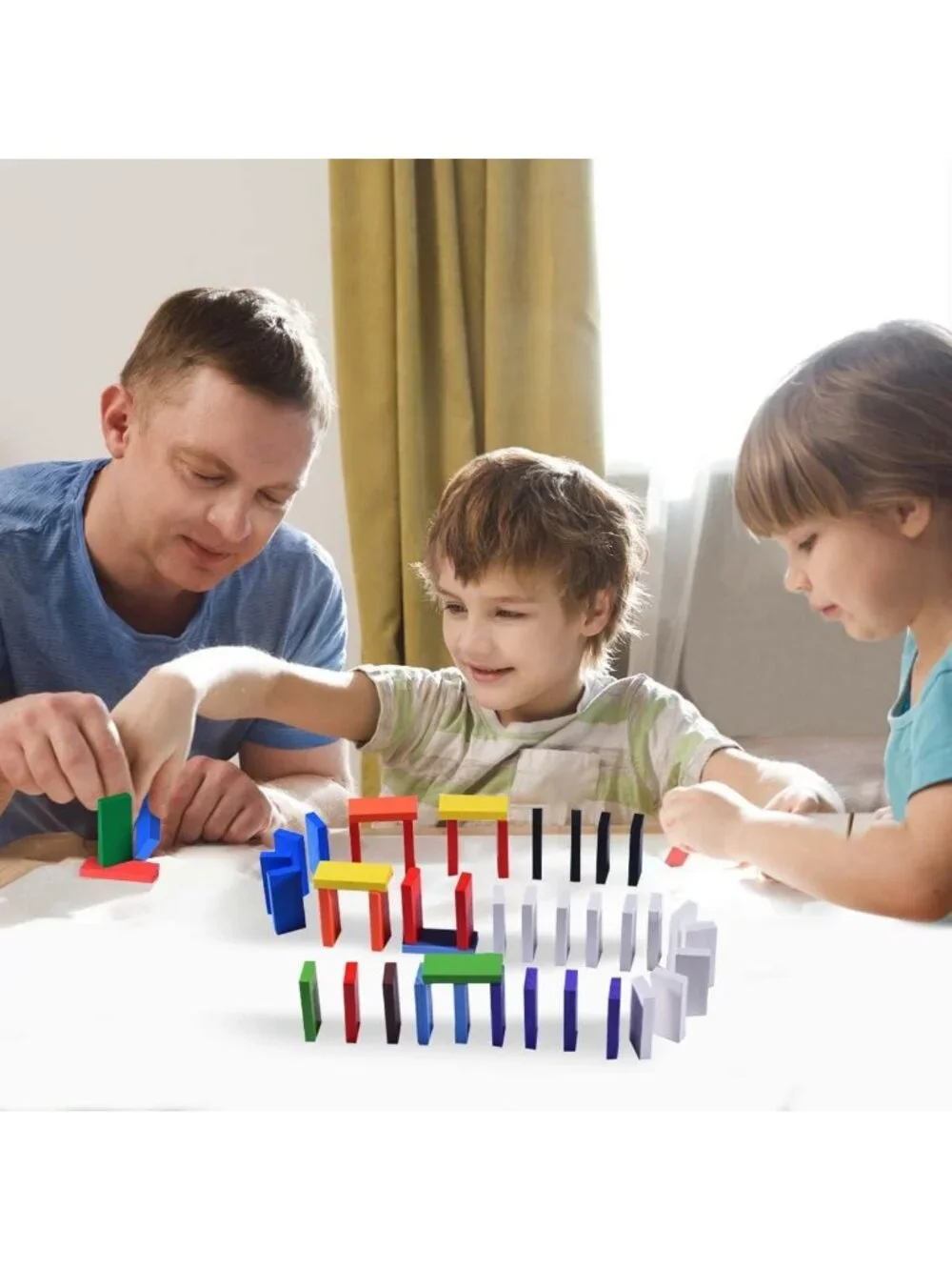 Colorful Wooden Domino Blocks Set - 600 Pcs Stacking & Racing Game for Kids